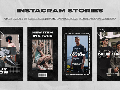 HYPED – STREETWEAR INSTAGRAM POSTS & STORIES PACK advertising animated commercial creatives fashion instagram pack post promotion sale shop shopping smm social store stories story streetwear trendy urban