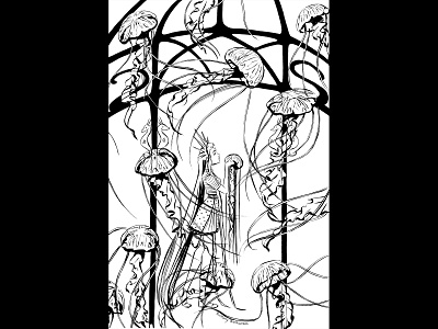 Inktober 2019: Mindless animal illustration art nouveau fantasy art illustration inking inktober jellyfish traditional illustration