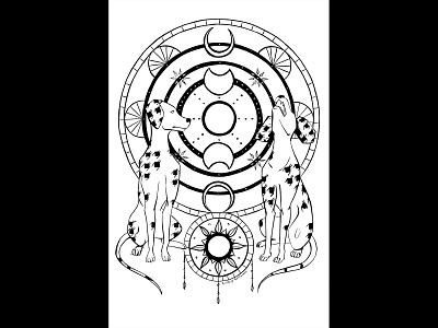 Inktober 2019: Pattern animal illustration astronomy comic art dalmatian dogs houndstooth illustration inking inktober moon phases pattern sun