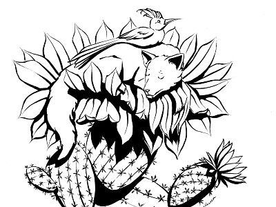 Inktober 2019: Wild animal illustration cactus comic art coyote fantasy art flower illustration inking inktober nature roadrunner traditional illustration