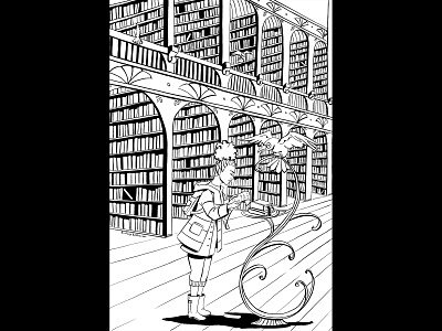 Inktober 2019: Legend art nouveau birds books character design comic art fantasy art illustration inking inktober legend library