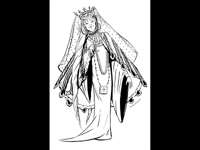 Inktober 2019: Ornament art nouveau character design comic art illustration inking inktober queen