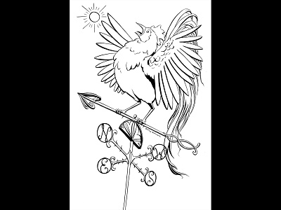 Inktober 2019: Dizzy animal illustration chicken illustration inking inktober rooster sunrise traditional illustration weather vane wind vane