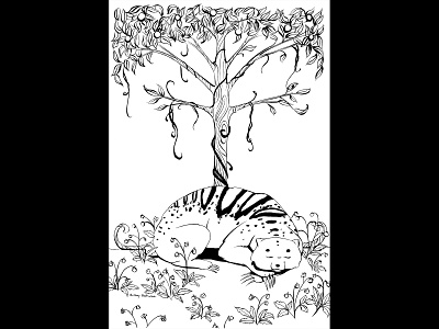 Inktober 2019: Tasty animal illustration art nouveau bear comic art fantasy art fruit tree illustration inking inktober nature strawberries traditional illustration