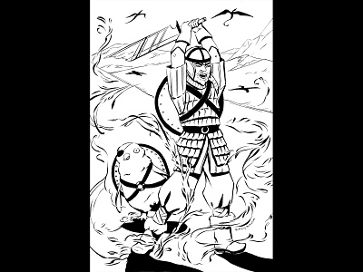 Inktober 2019: Injured animal illustration battle character design comic art fantasy art illustration inking inktober penguin snow sword traditional illustration viking