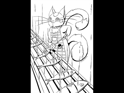 Inktober 2019: Catch animal illustration cat character design chef comic comic art cooking fantasy art fish grilling illustration inking inktober traditional illustration