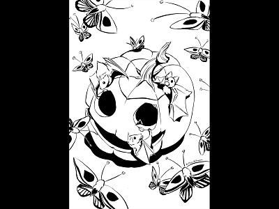 Inktober 2019: Ripe animal illustration bats butterflies comic art fall fantasy art halloween illustration inking inktober jack o lantern moths october pumpkin skulls