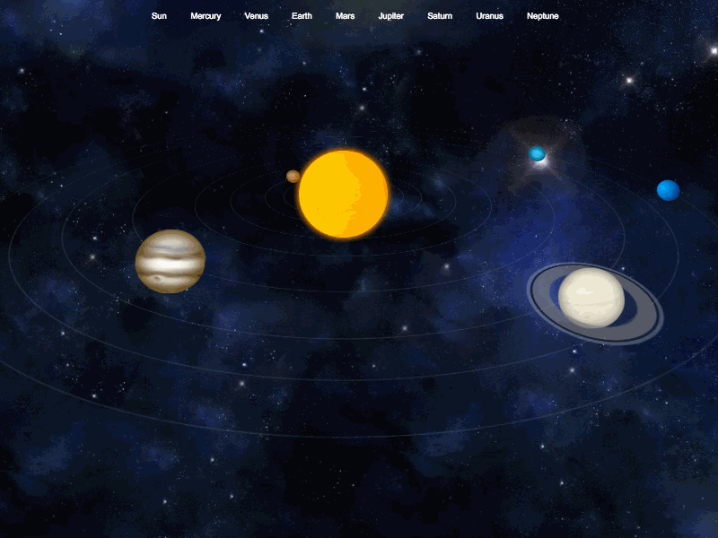 Animated 3D Solar System 3d animation css html madeinwebflow transforms webflow