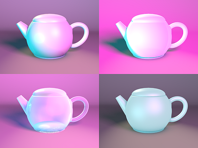 Teapot, 4 ways 3d 3dfordesigners bisexual lighting c4d cinema4d teapot
