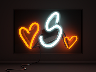 Neon love 3d 3dfordesigners c4d cinema4d neon neon light neon sign