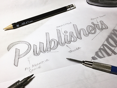 Publishers hand lettered logo lettering logo progress wip