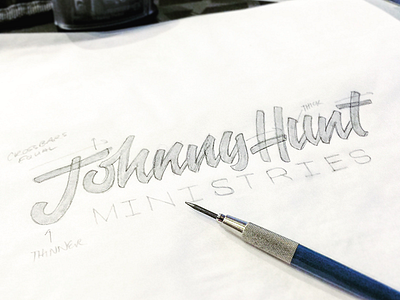 Johnny Hunt hand lettered logo lettering logo progress wip