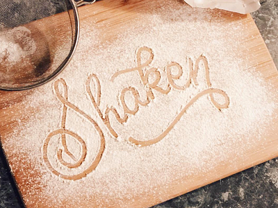 Shaken food type hand lettered logo lettering logo progress wip