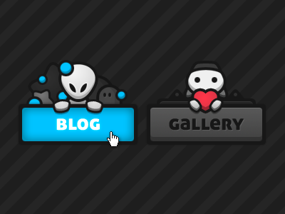 Front Page Buttons blog buttons character gallery