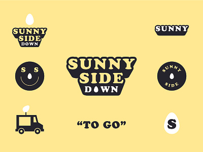 Sunny Side Down WIP branding brunch egg food truck fun logo retro truck