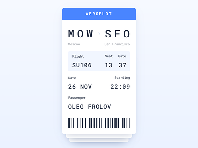 Boarding pass 024 android app boarding card dailyui flight material design pass ticket travel ui