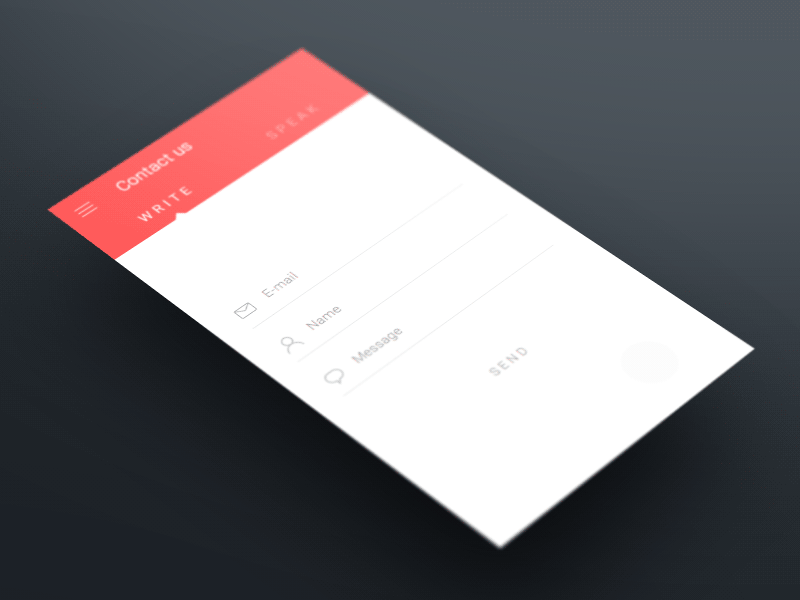 Contact us 028 android animation contact us dailyui form material design speak tab ui ux write
