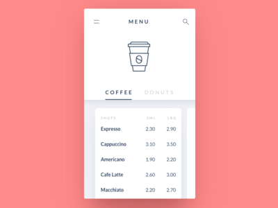 Coffee menu