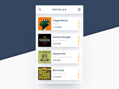 Beerbox app beer card clean list modal product rating simple ui ux