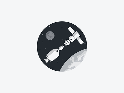 Soyuz-Apollo apollo earth empty flat icon illustration minimal moon soyuz space stars
