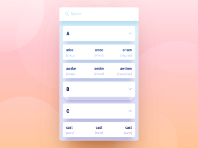 Irregular verbs app app clean english ios list material mobile search simple ui ux