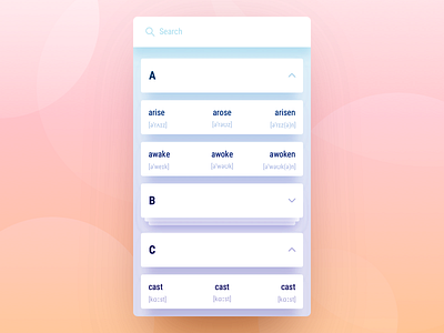 Irregular verbs app app clean english ios list material mobile search simple ui ux
