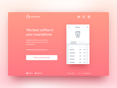 Coming soon ll button coffee coming soon notify page progress subscription template ui ux web