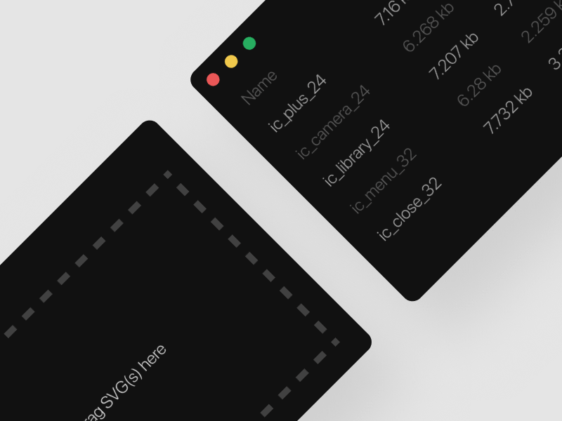 SVGO [Dark theme] app application dark interface mac os minimalist open source simple svg table ui ux