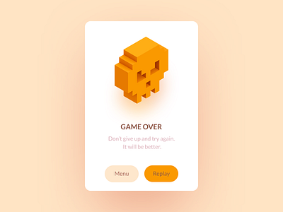 Game over alert 3d alert card character game design illustration mobile modal view notification skull ui ux