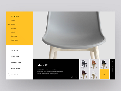 Furniture Product Card exploration furniture gallery navigation product card sidebar menu site ui ux web webdesign