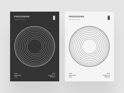 Processing Poster II circels dark generative design graphic design helvetica light minimalism minimalist p5 poster procedural processing