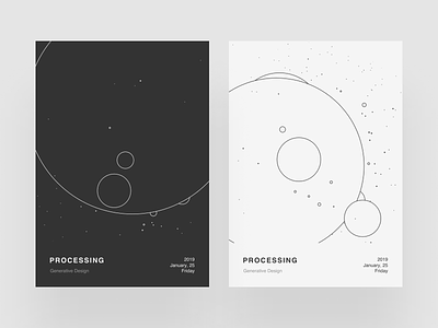 Processing Poster III abstract circles dark generative design graphic design minimalism minimalist design p5 poster procedural processing simple