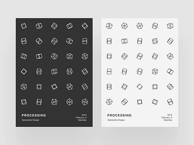 Processing Poster V abstract animation cubes generativedesign graphic design minimalism minimalist design p5 poster procedural processing simple