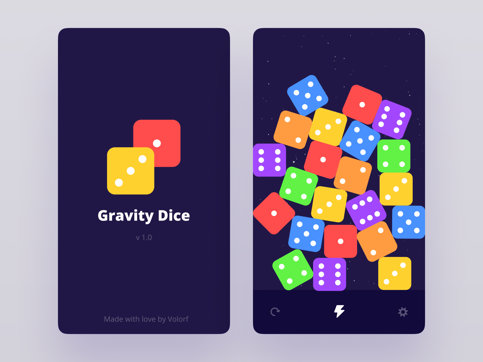 Gravity Dice Android and iOS app by Oleg Frolov on Dribbble