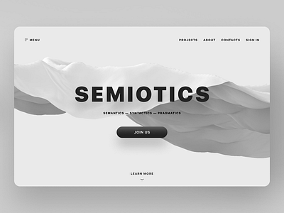 Semiotics: Landing Page Exploration 3d cinema 4d composition landing page layout minimalism ui ui design ux ux design web web design