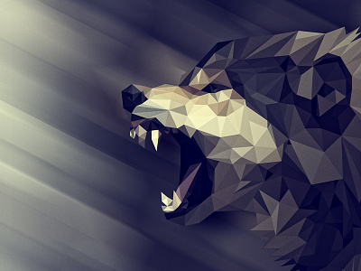 Low poly wolf angry animal dark design growling illustration low poly polygons wild wolf
