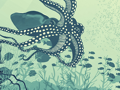 Sceneries Illustrations - Underwater boat deep fish hero illustrations landscape octopus parallax sea sunset underwater water