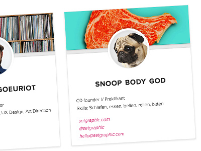 Snoop Body God animal avatar card contact contact form dog email form mail pugs ui website