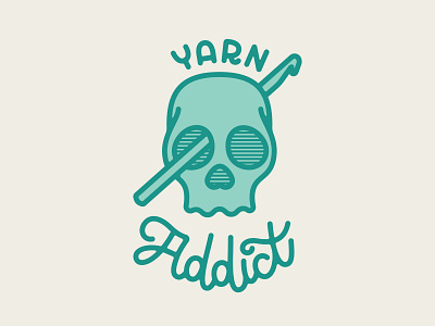 Crochet Addict crochet handlettering icon illustration illustration art illustrator lettering monotone skull tattoo teal type typedesign yarn