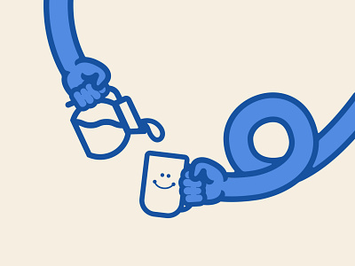 Coffee Time arms blue coffee hands icon illustration illustrator monoline monotone simple vector