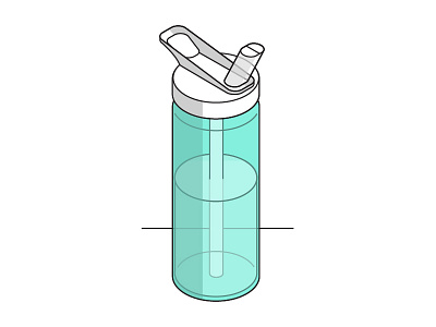 Isometric Water Bottle hydrate illustration isometric liquid simple vector water