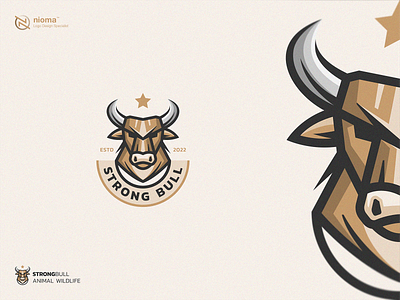 Strong Bull Logo abstract animal branding brown bull colorful design esport gamers games gaming illustration logo modern simple strong