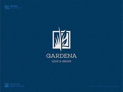 Gardena abstract blue branding design garden grass green landscape leaf logo modern simple