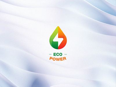 Eco Power abstract branding design eco flash gas logo modern oil power simple thunderbolt waterdrop