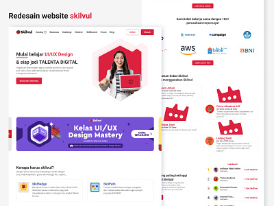 Redesign website Skilvul course education homepage landing page school ui