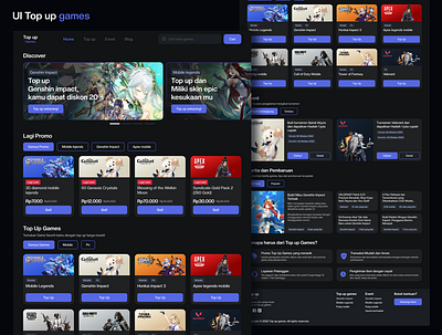 Top Up Games games landing page ui website