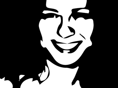 Happines black and white curves face happy illustration look path simple woman