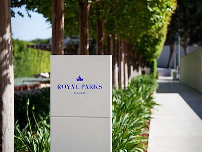 Royal Parks blue brand branding crown icon leaf logo park royal sign