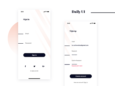 Daily UI app dailyui ios login minimalistic sign