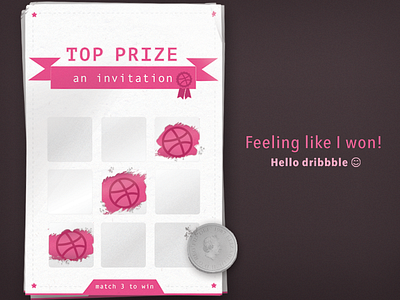 Hello Dribbble! debut dribbble happy paper pink scratch card